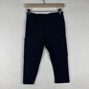 Lululemon Pants Womens 6 Black‎ Crop Leggings Side Pockets Mesh Run Athletic